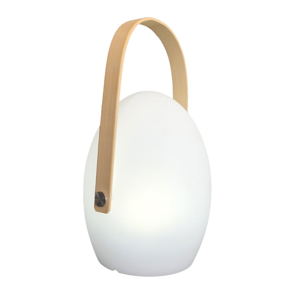Lampe de table LED ovale avec anse en bambou multicolore 15x15x26 cm