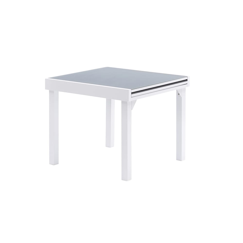 Table de jardin en aluminium - plateau verre