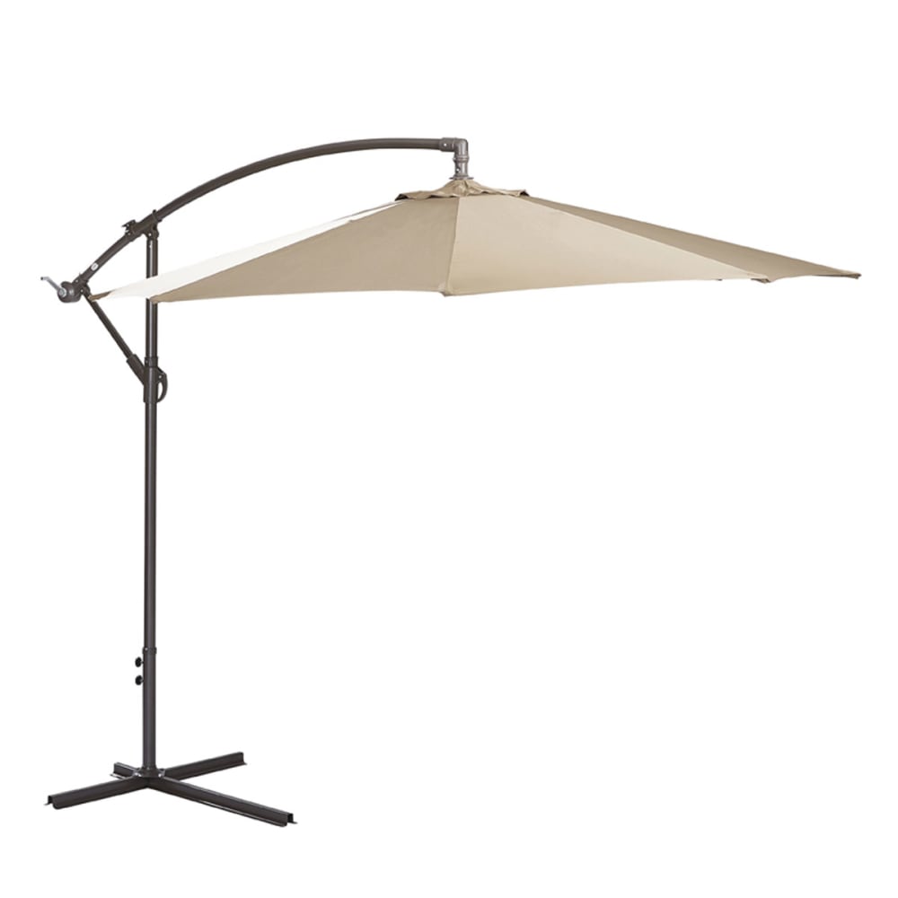 Parasol rond déporté en acier beige avec pied inclus 270x270x230 cm