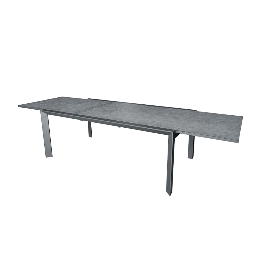 Table de jardin en aluminium - plateau verre