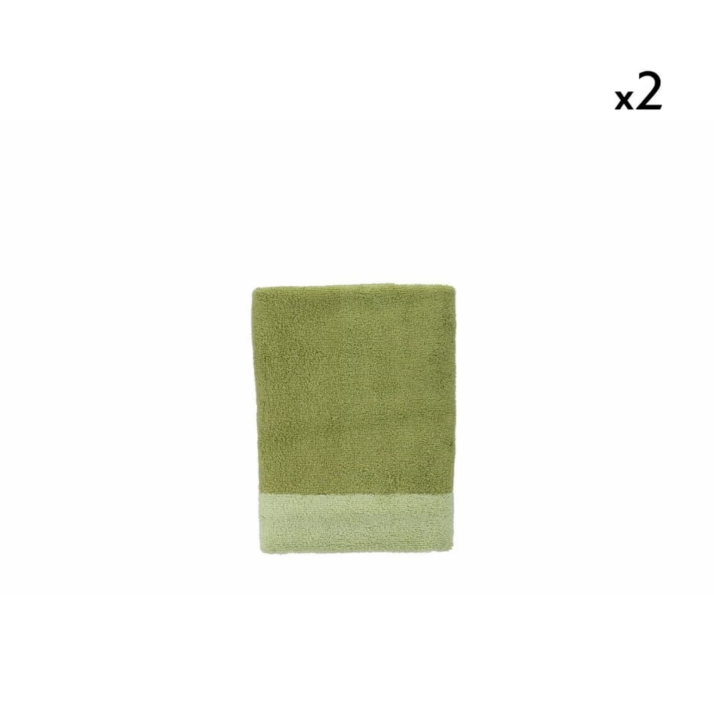 Lot de 2 serviettes de bain verts en coton 50x100cm