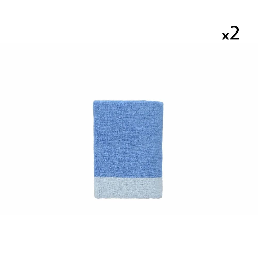 Lot de 2 serviettes de bain bleues en coton 50x100cm