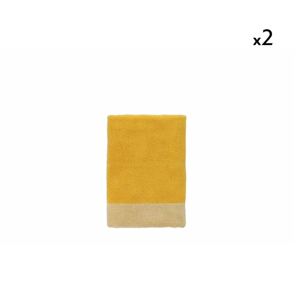 Lot de 2 serviettes de bain jaunes en coton 50x100cm