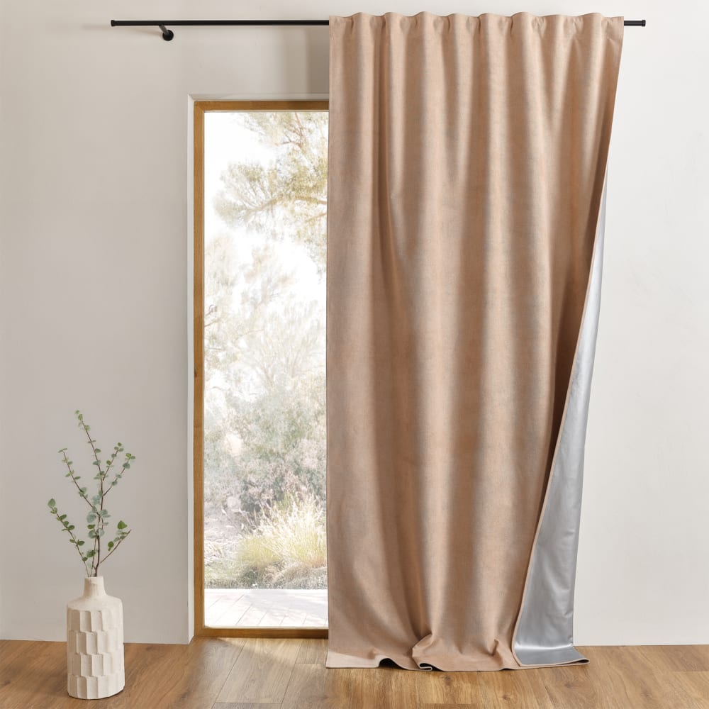 Rideau été thermique et occultant accroche 3-en-1 luz polyester beige