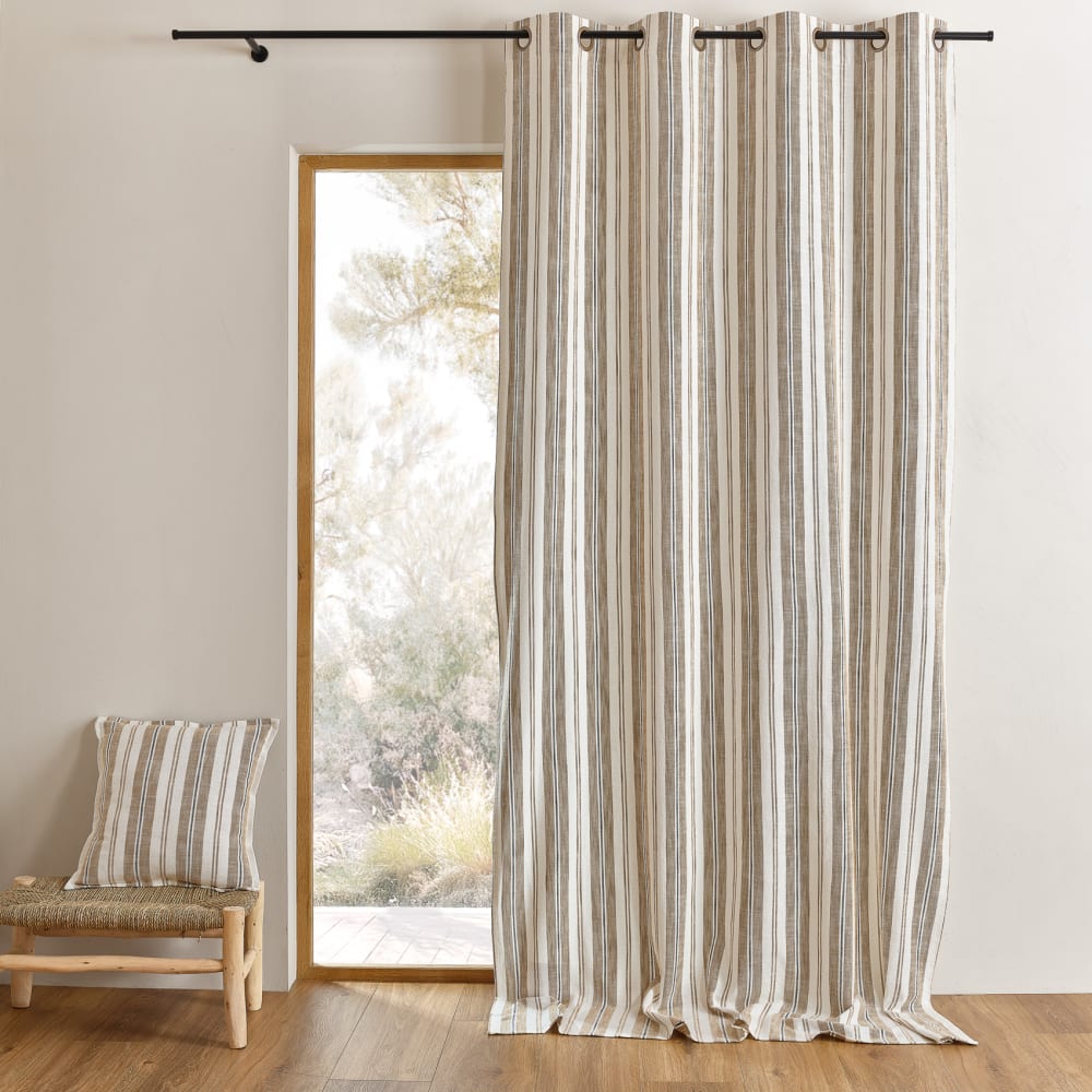 Rideau 100% coton rayures - ocre