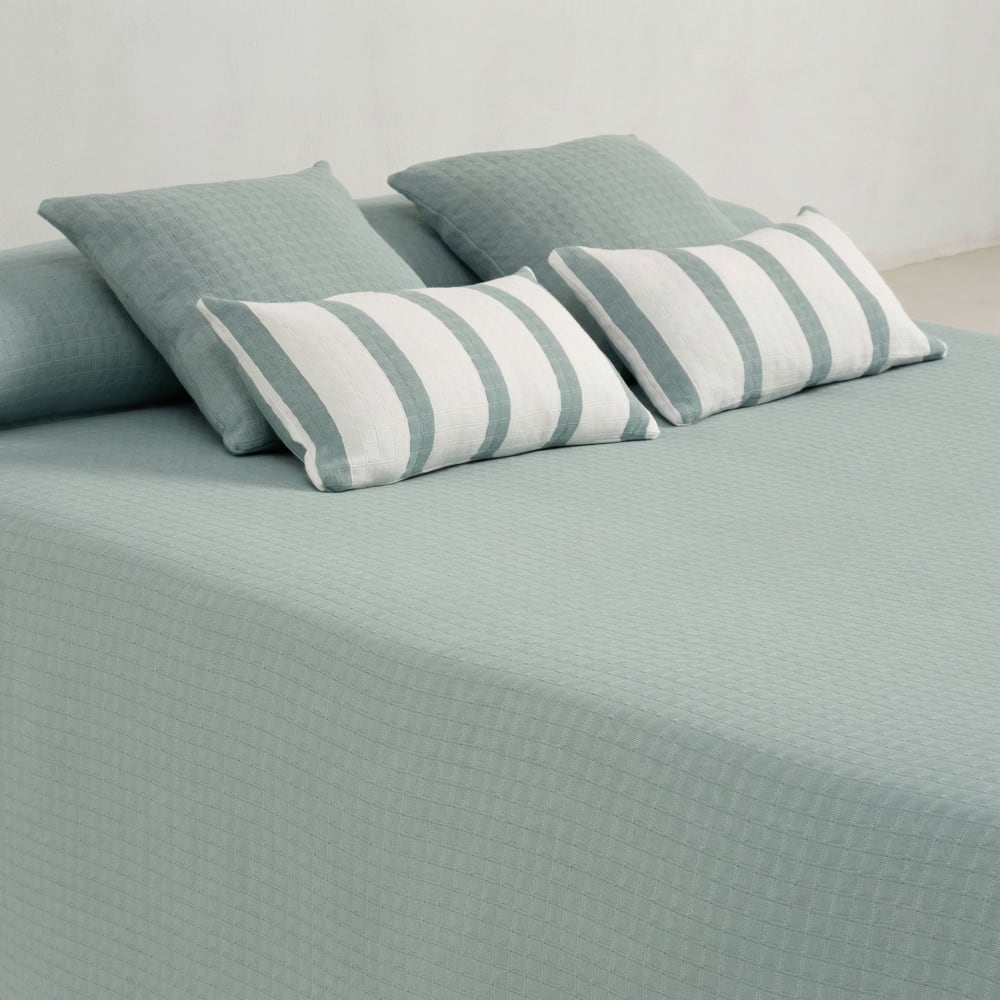 Leichte Tagesdecke aus Baumwolle, Aqua 235x270cm - Maisons Du