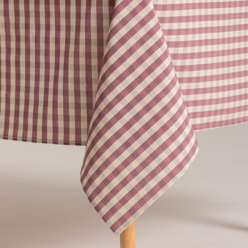 Abwaschbare Tischdecke mit Vichy-Karo, Bordeaux 140x300 cm -