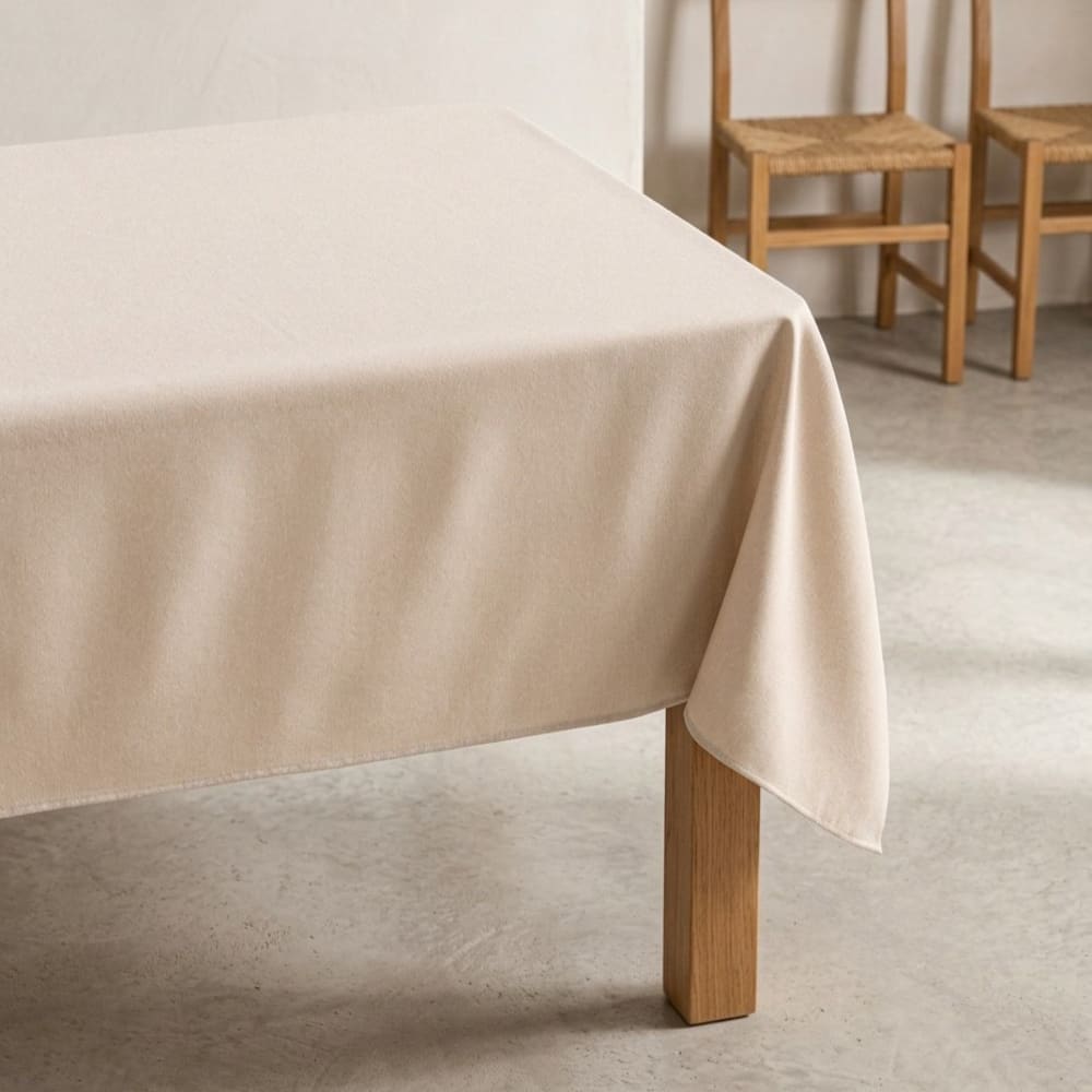 Nappe unie anti-taches texturé écru 140x350 cm