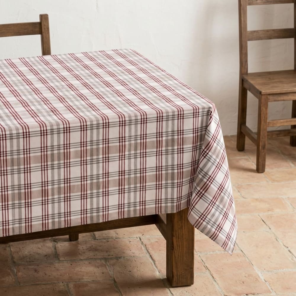 Nappe anti-taches à carreaux gris 140x240 cm