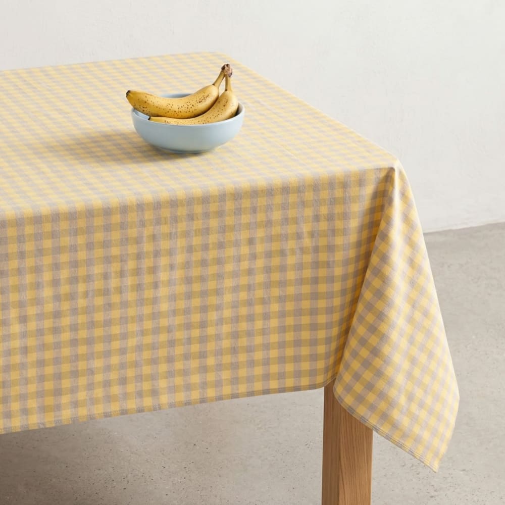 Nappe anti-taches lin à carreaux vichy jaune 140x100 cm