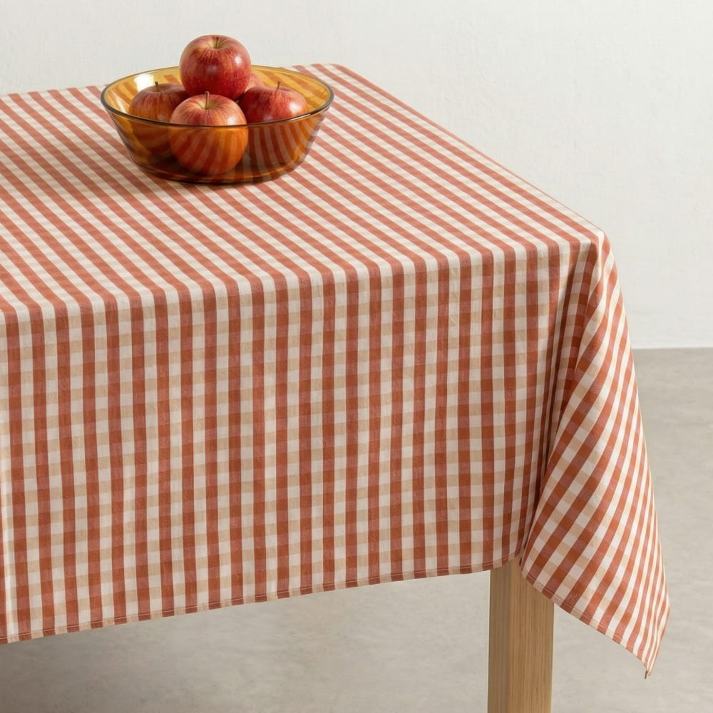 Gamusi Abwaschbare Tischdecke mit Vichy-Karo, Rot 140x140 cm style landhaus Rot Öko-Tex Zertifikat Baumwolle