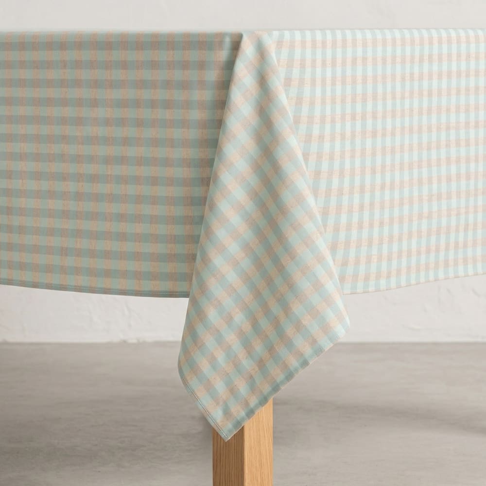 Abwaschbare Tischdecke mit Vichy-Karo, Hellblau 140x240 cm -
