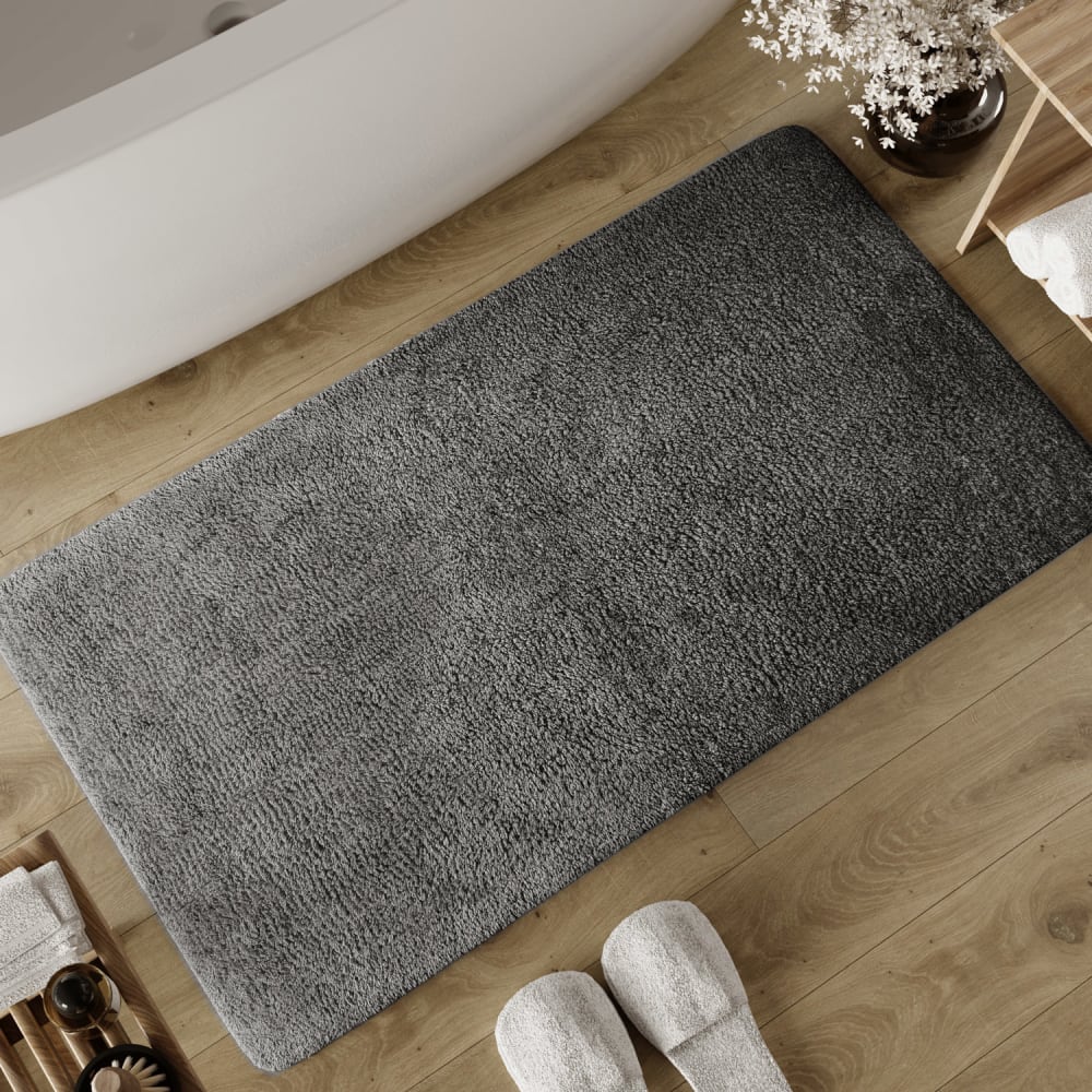 Tapis de bain gris granit en coton 80x150 — vue 3