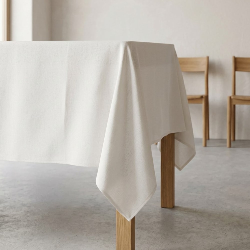 Strukturiert Abwaschbare Tischdecke, Weiß 140x300 cm - Maisons Du