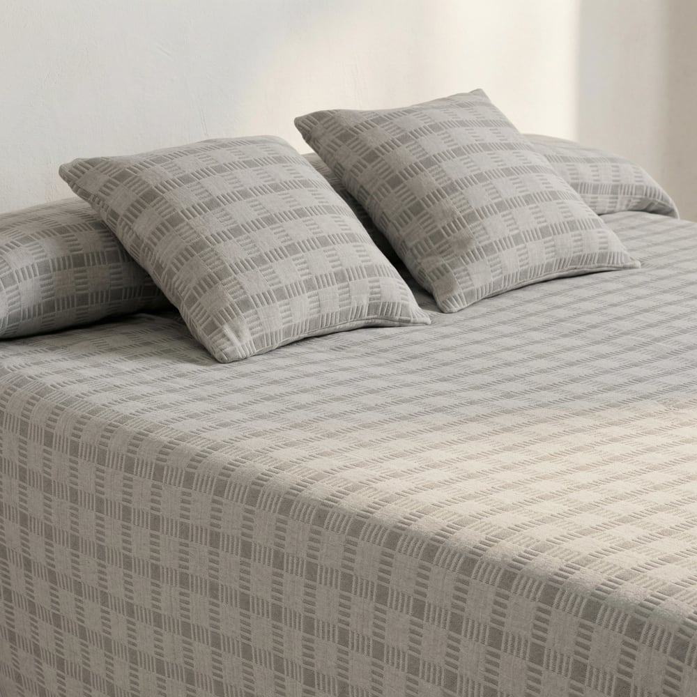 Leichte Tagesdecke aus Baumwolle, Grau 235x270cm - Maisons Du