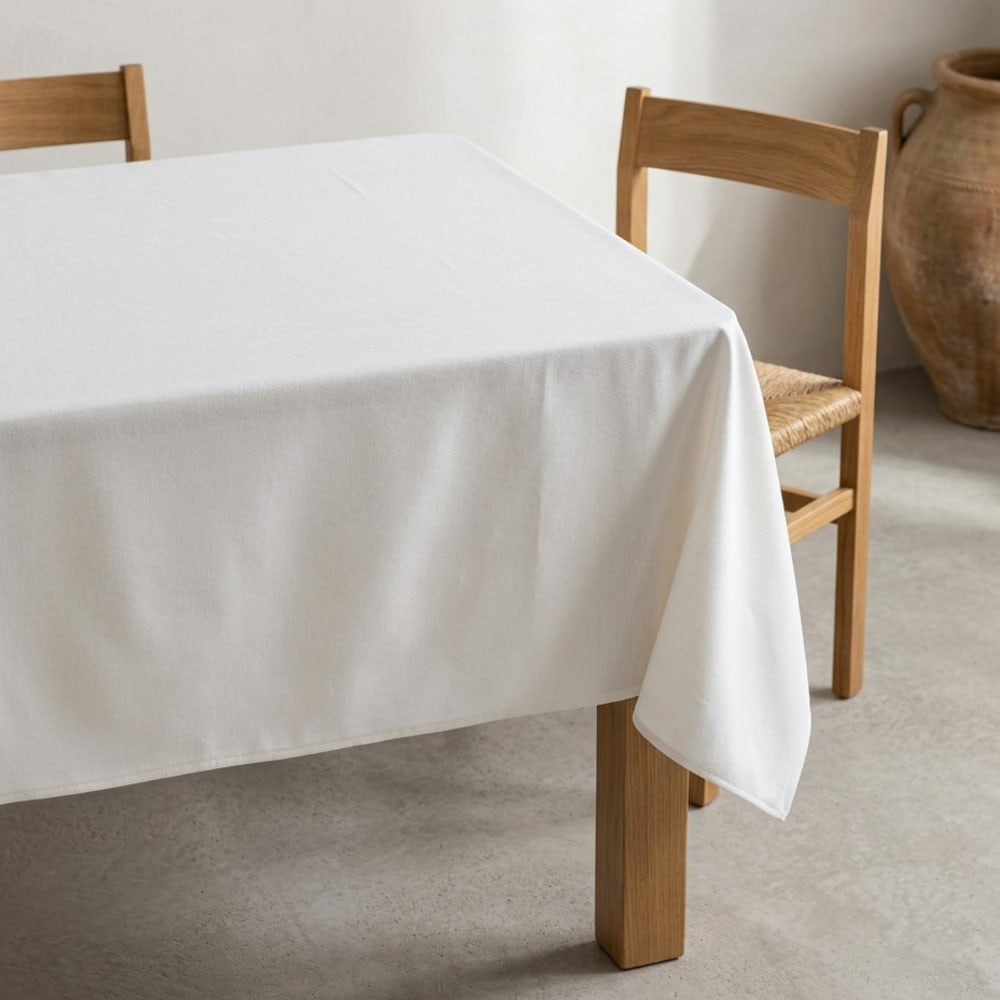 Nappe unie anti-taches texturé blanc 140x240 cm