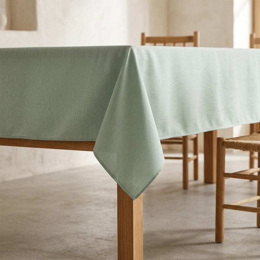 Strukturiert Abwaschbare Tischdecke, Hellblau 140x300 cm -