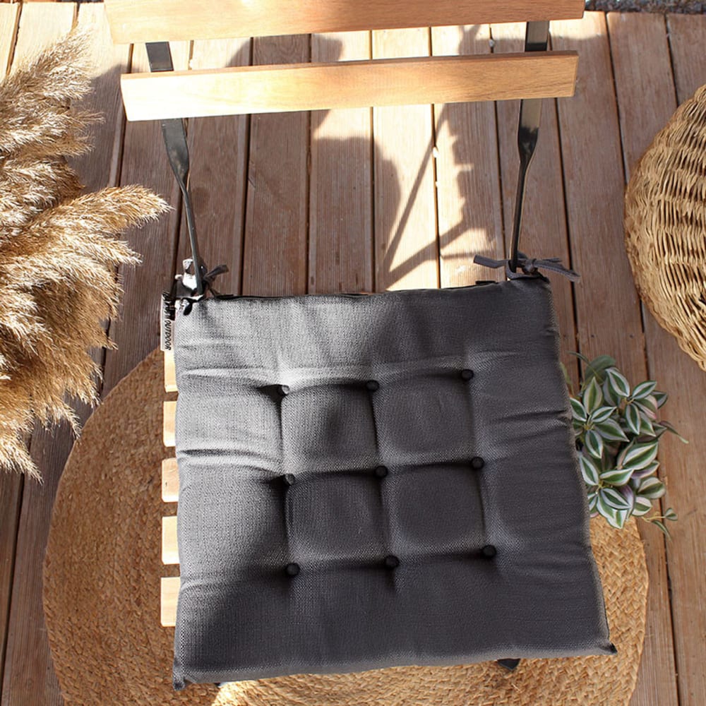 Galette de chaise outdoor unie déperlant et anti uv gris 40x40 cm — vue 3