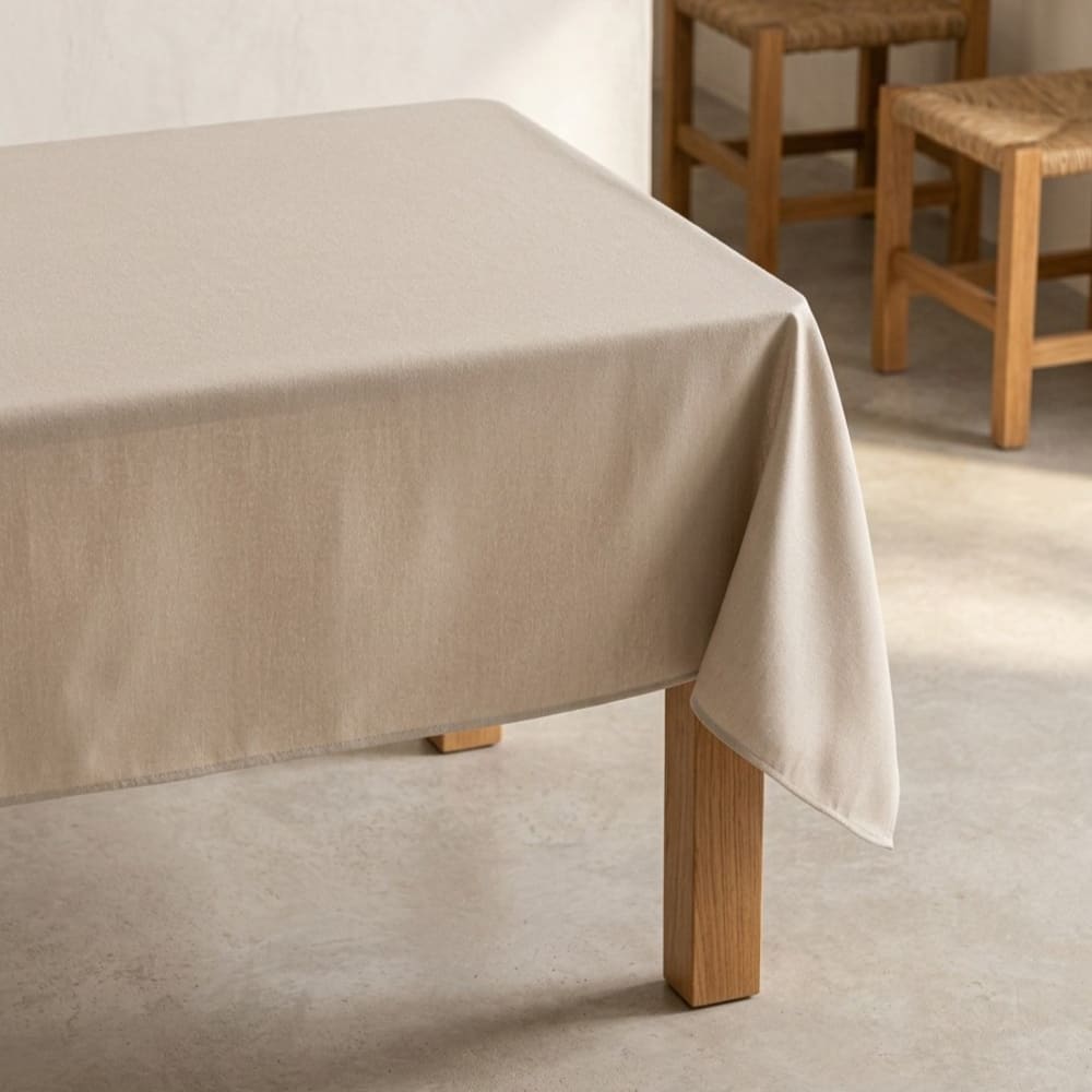 Nappe unie anti-taches texturé pierre 140x200 cm
