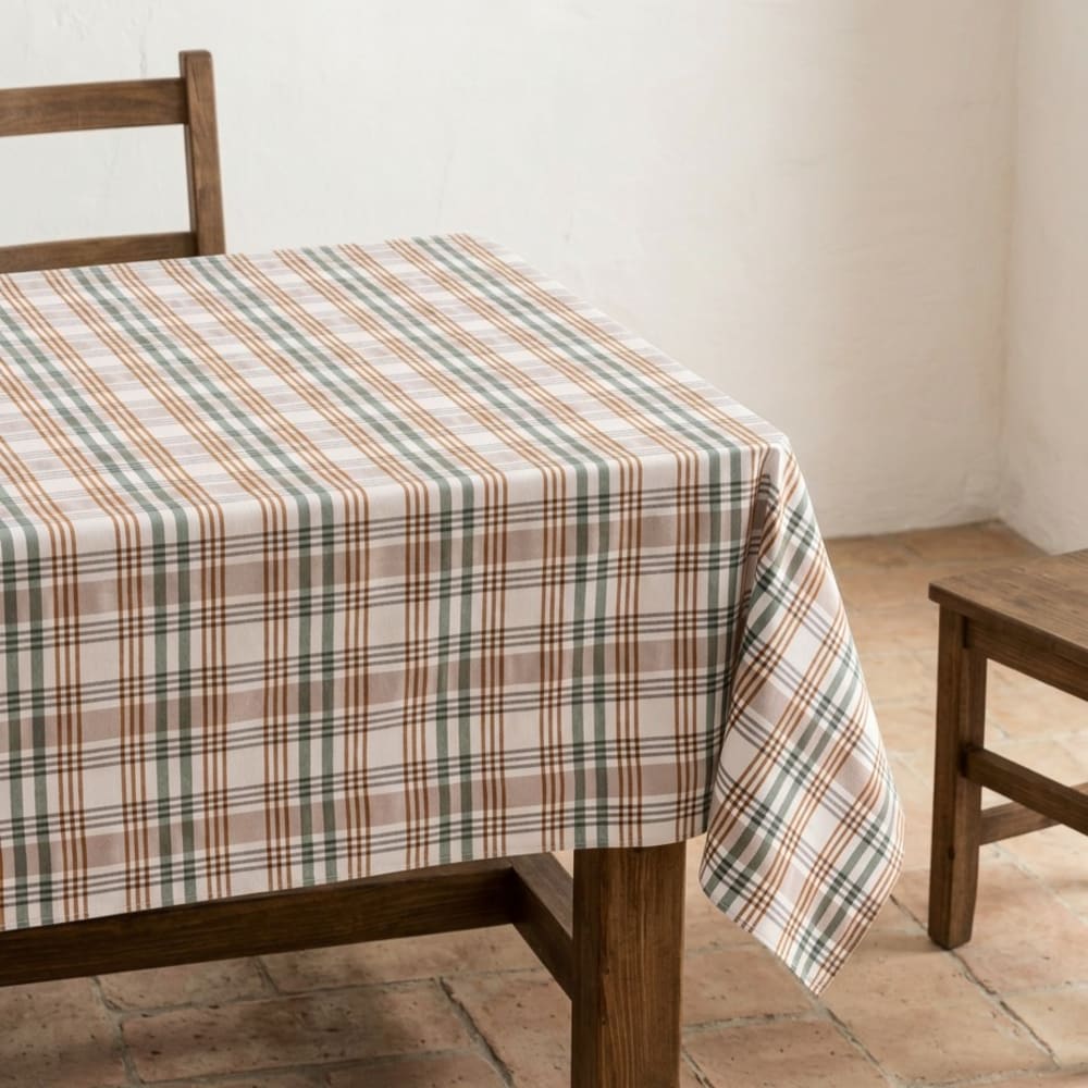 Nappe anti-taches à carreaux vert d'eau 140x240 cm
