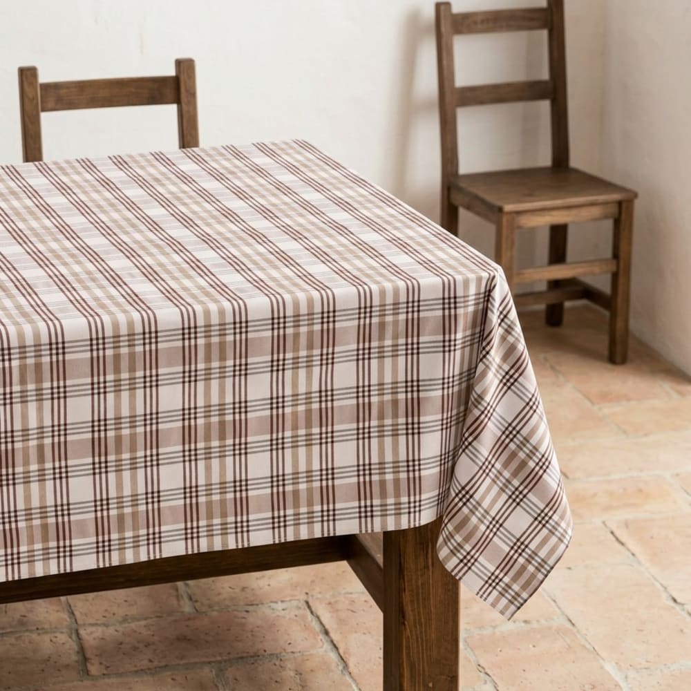 Nappe anti-taches à carreaux pierre 140x300 cm