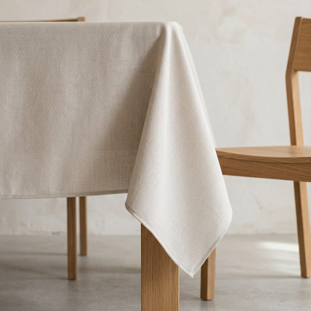 Strukturiert Abwaschbare Tischdecke, Hellgrau 140x140 cm -