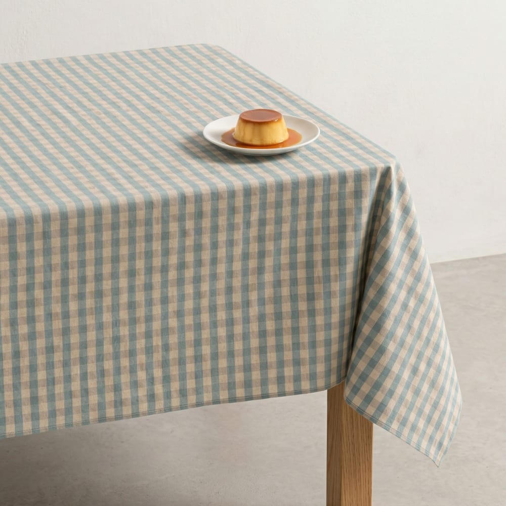 Gamusi Abwaschbare Tischdecke mit Vichy-Karo, Blau 140x100 cm style landhaus Blau Öko-Tex Zertifikat Baumwolle