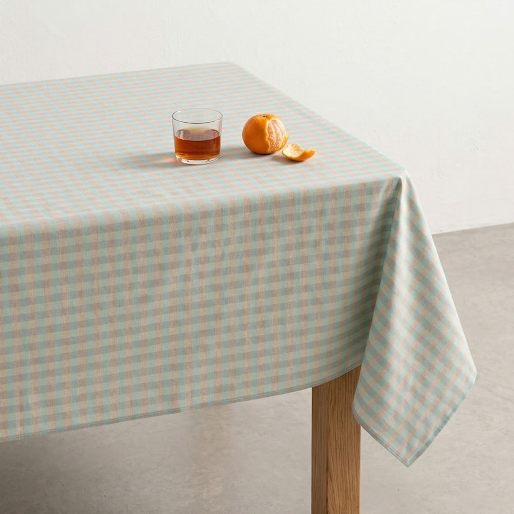 Gamusi Abwaschbare Tischdecke mit Vichy-Karo, Hellblau 140x300 cm style landhaus Grün Öko-Tex Zertifikat Baumwolle