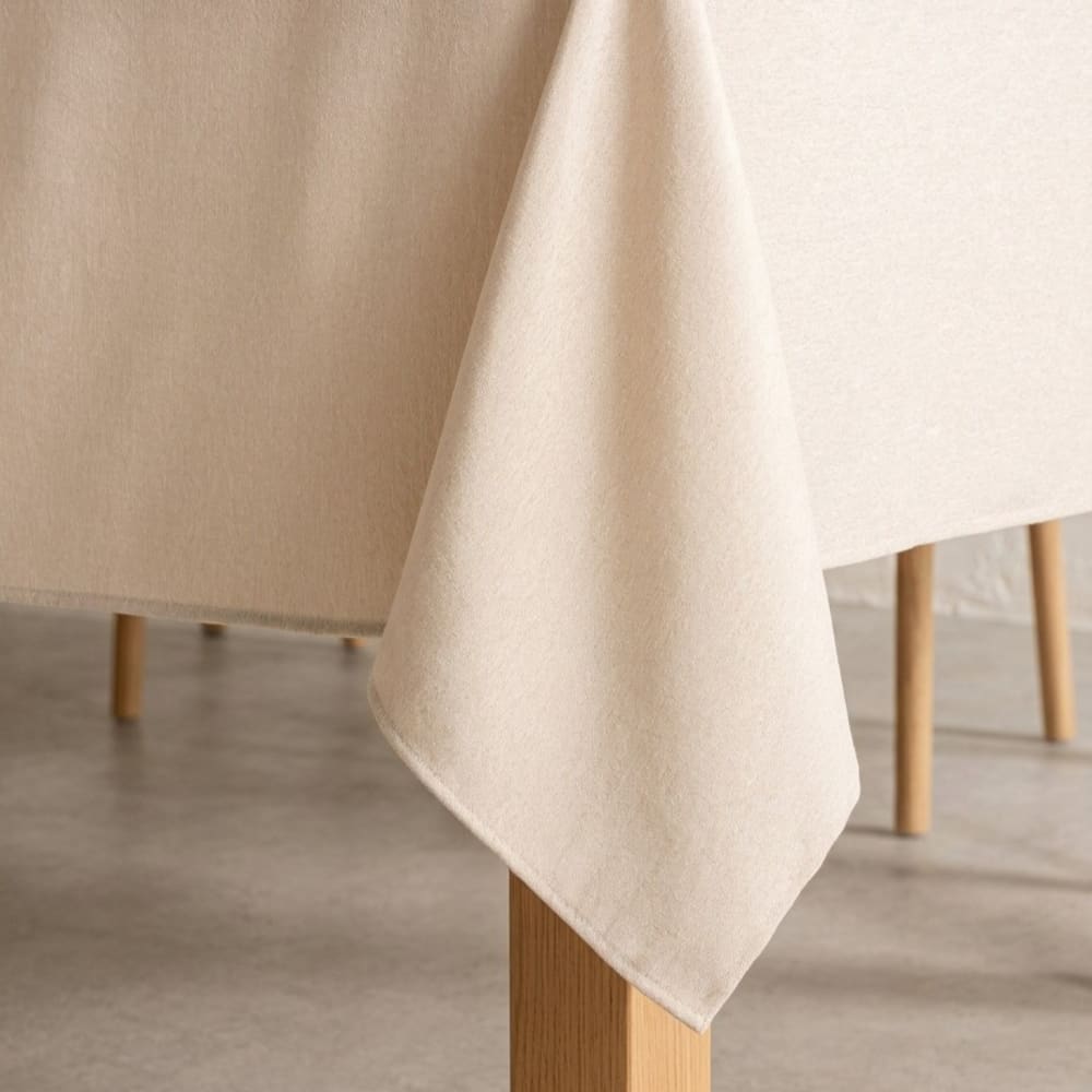 Strukturiert Abwaschbare Tischdecke, Natur 140x300 cm - Maisons