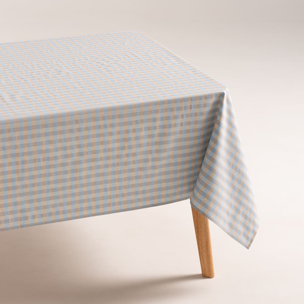 Gamusi Abwaschbare Tischdecke mit Vichy-Karo, Himmelblau 140x240 cm style landhaus Öko-Tex Zertifikat - Baumwolle