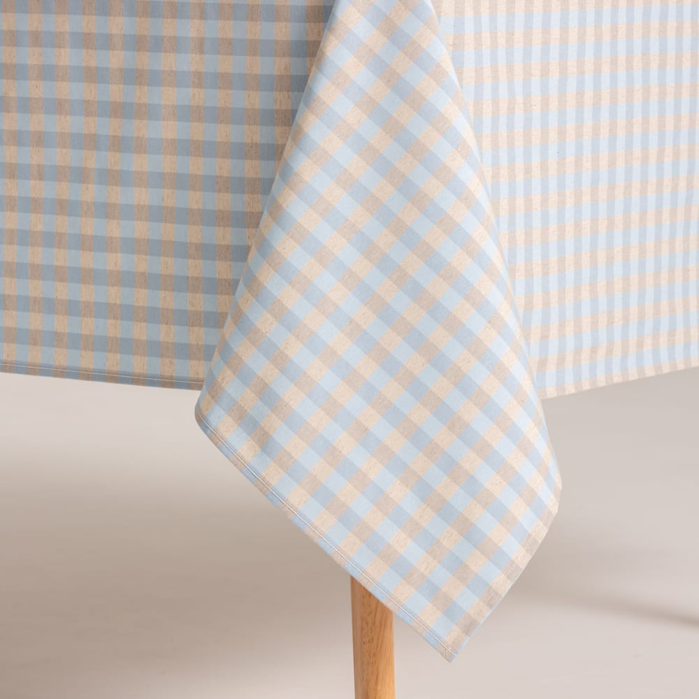 Abwaschbare Tischdecke mit Vichy-Karo, Himmelblau 140x200 cm -