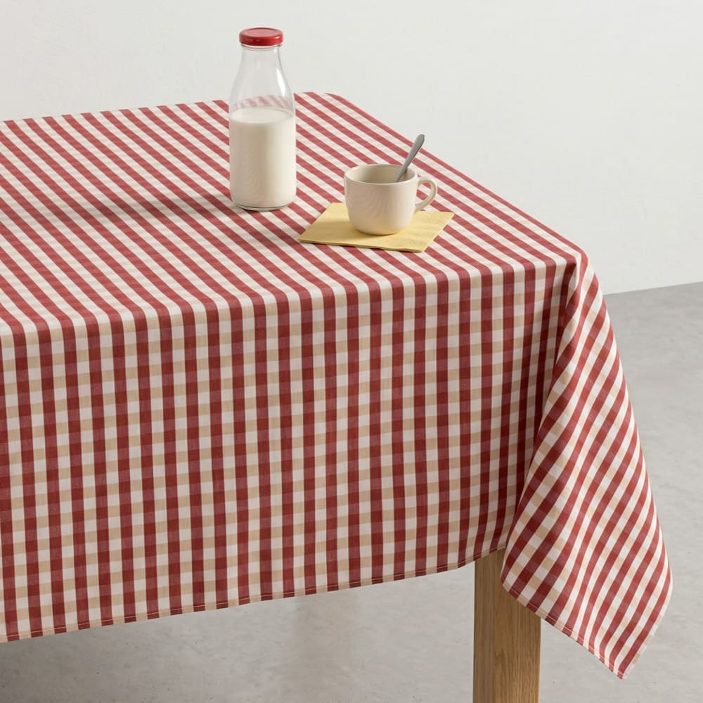 Gamusi Abwaschbare Tischdecke mit Vichy-Karo, Bordeaux 140x100 cm style landhaus Rot Öko-Tex Zertifikat Baumwolle