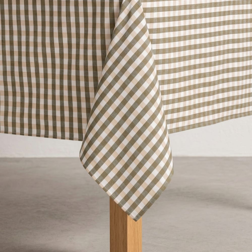 Abwaschbare Tischdecke mit Vichy-Karo, Dunkelgrün 140x140 cm -