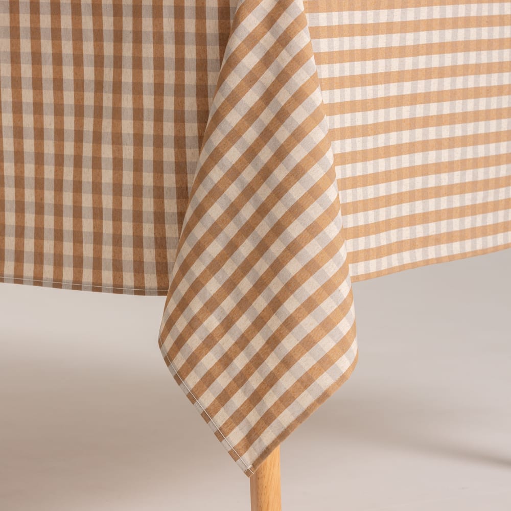 Abwaschbare Tischdecke mit Vichy-Karo, Taupe 140x200 cm - Maisons