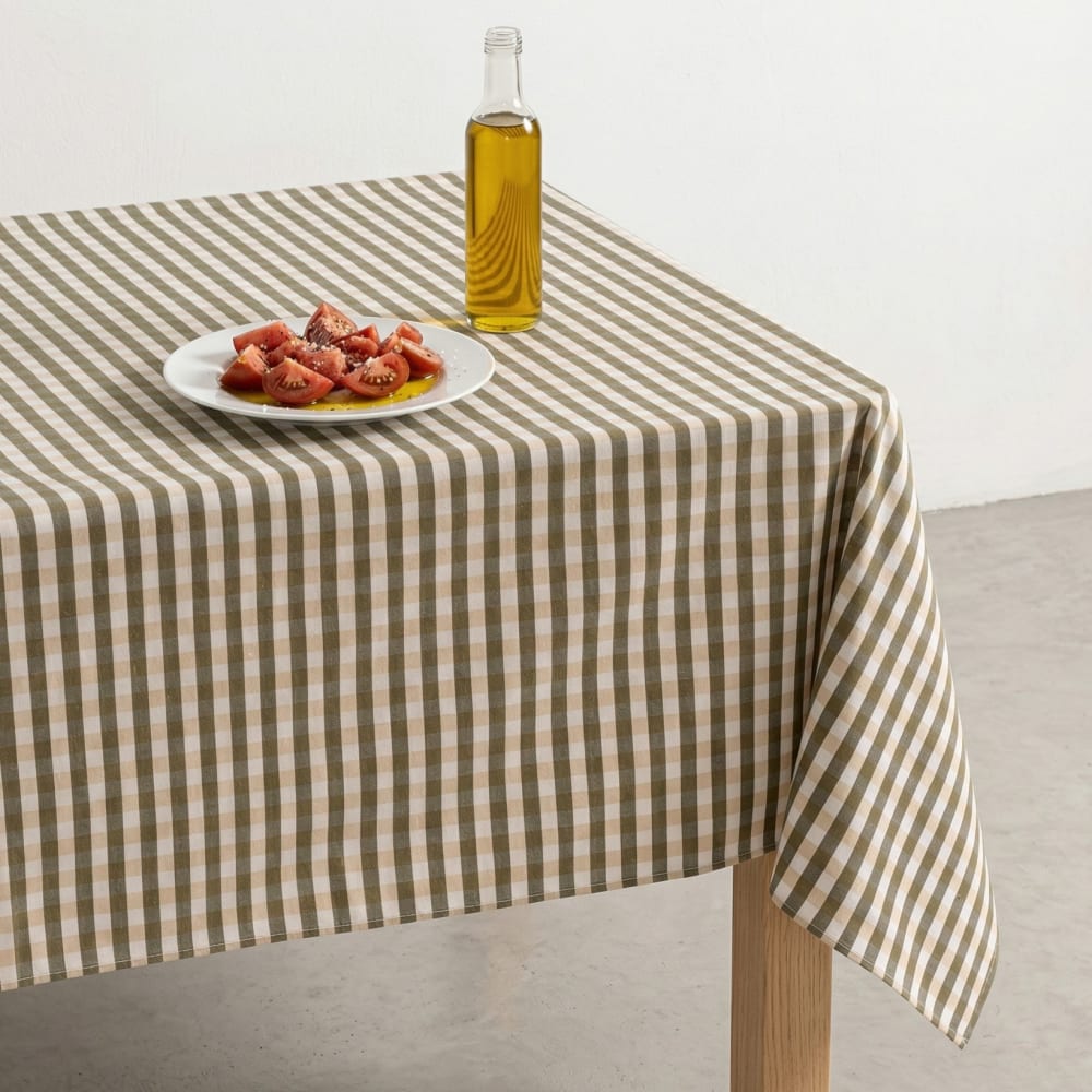 Nappe anti-taches à carreaux vichy vert foncé 140x240 cm