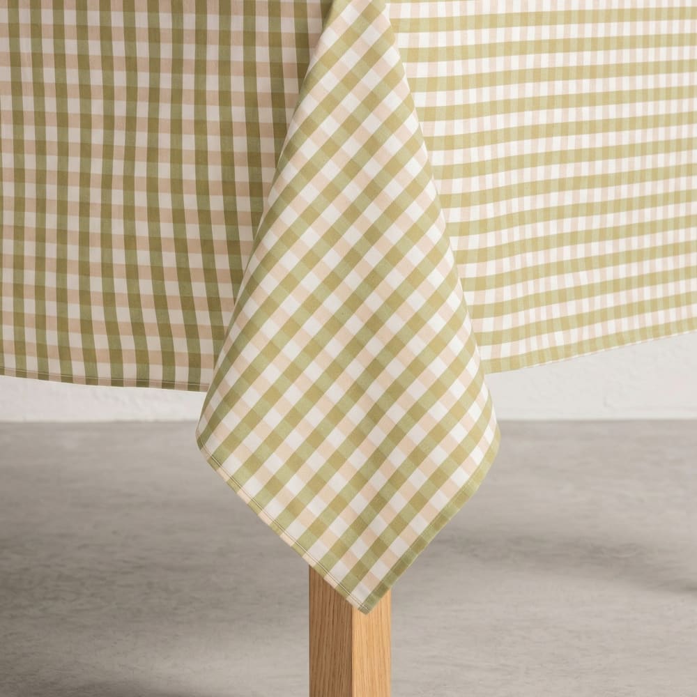 Abwaschbare Tischdecke mit Vichy-Karo, Hellgrün 140x100 cm -