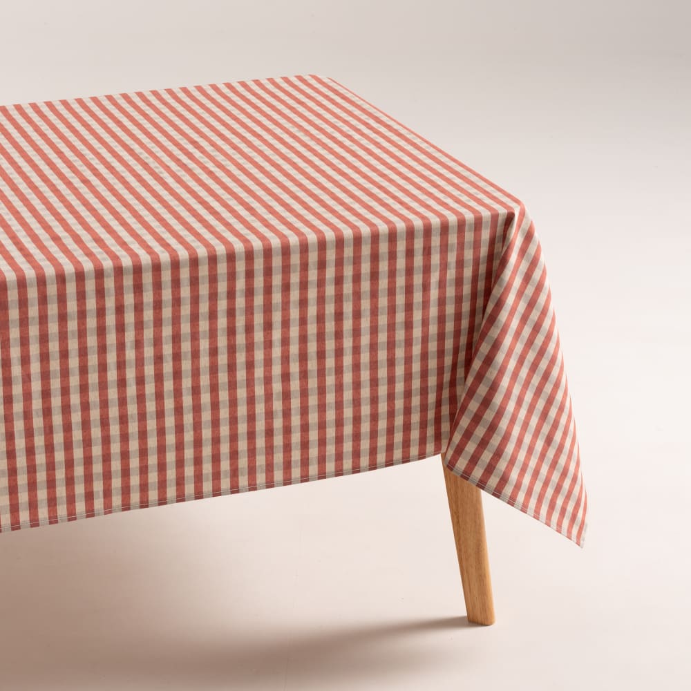 Nappe anti-taches lin à carreaux vichy rouge 140x240 cm