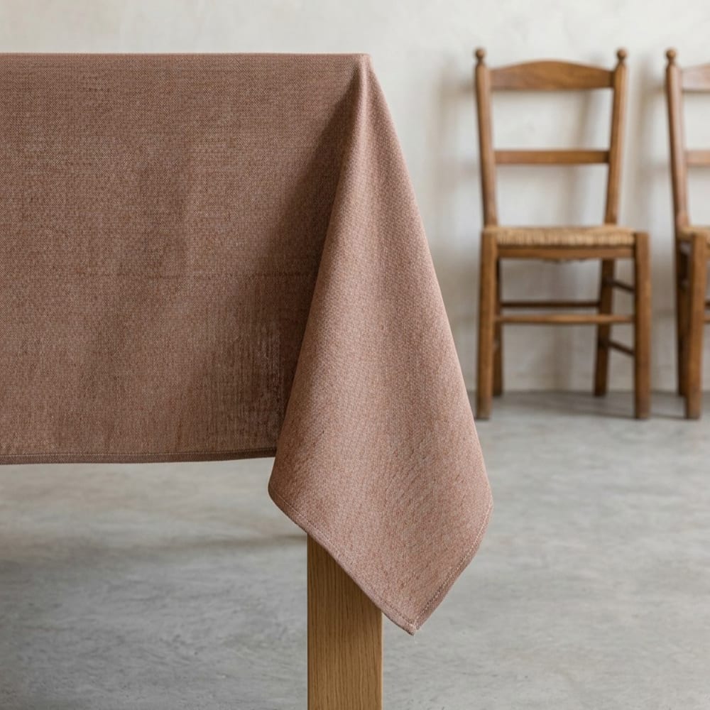 Strukturiert Abwaschbare Tischdecke, Taupe 140x240 cm - Maisons