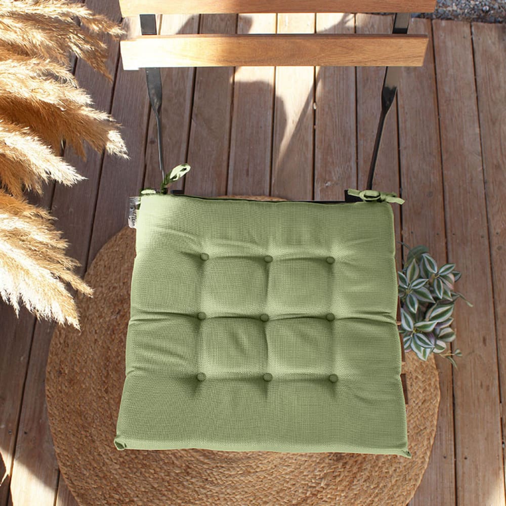 Galette de chaise outdoor unie déperlant et anti uv vert 40x40 cm — vue 3