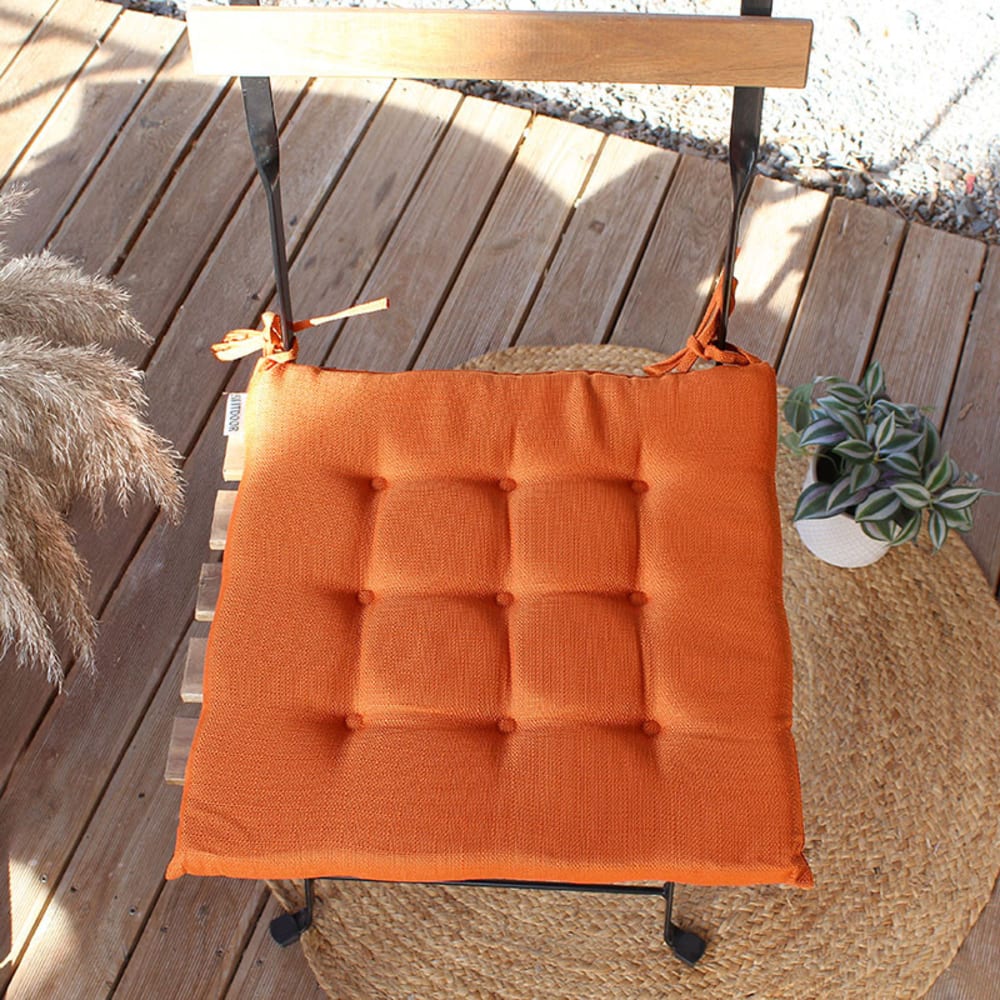 Galette de chaise outdoor unie déperlant et anti uv  orange 40x40 cm - Maisons du Monde