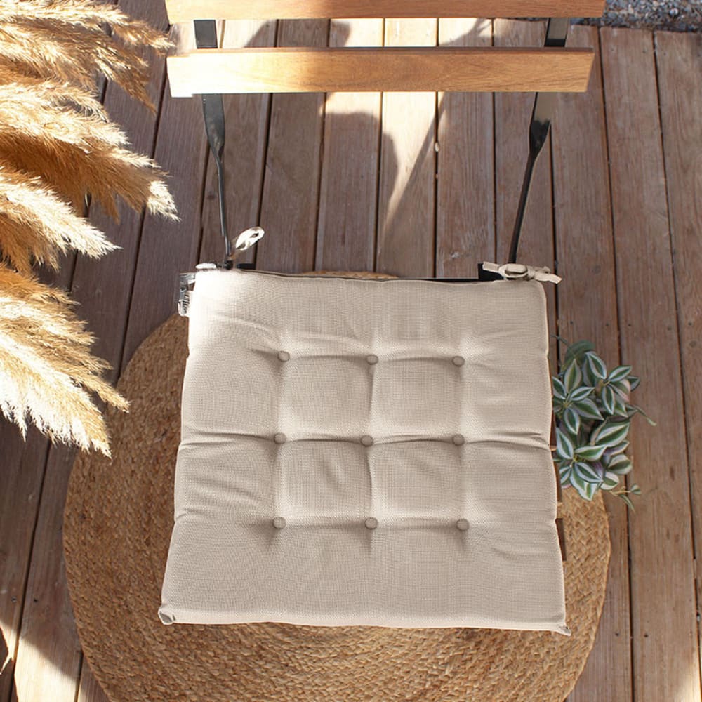 Galette de chaise outdoor unie déperlant et anti uv naturel 40x40 cm — vue 3
