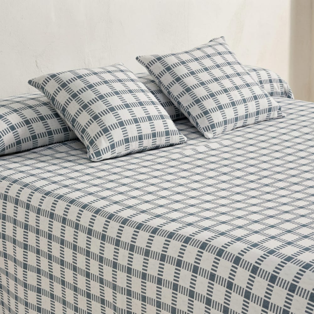 Leichte Tagesdecke aus Baumwolle, Blau 200x270cm - Maisons Du