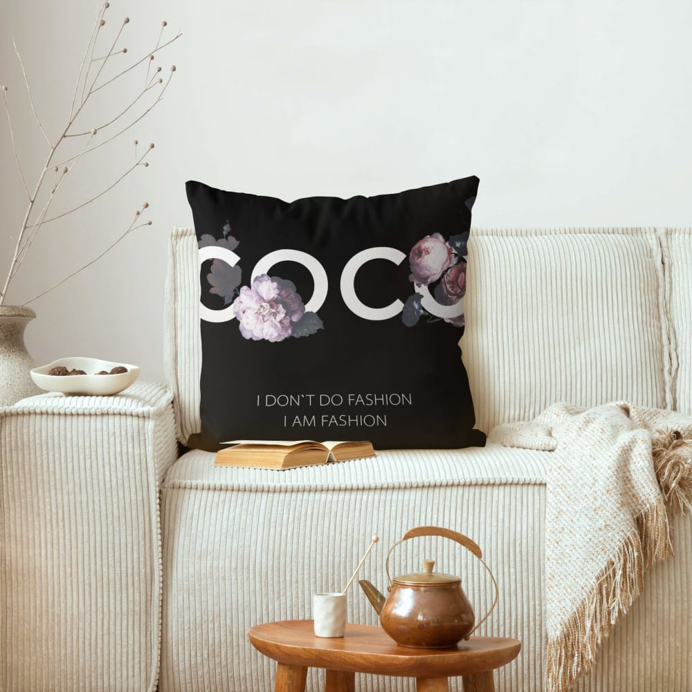 Dekokissen COCO - I don´t do fashion aus Polyester, schwarz 50 x