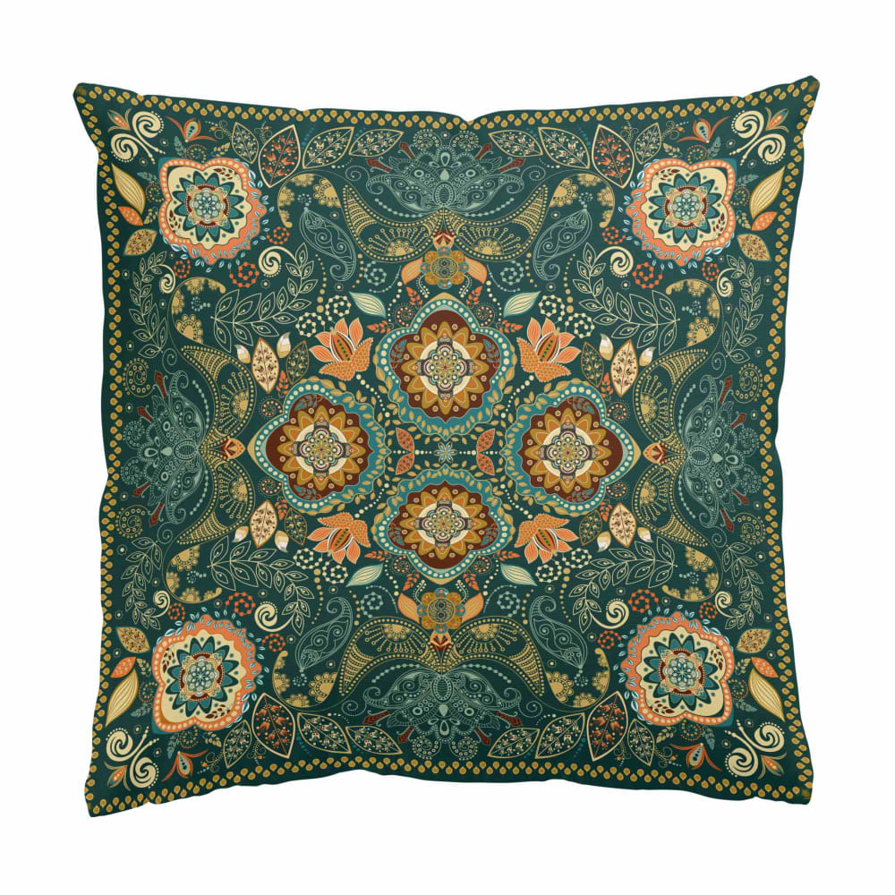 micasia Dekokissen Detailliertes Boho Muster aus Polyester, grün 40 x 40 cm style landhaus Öko-Tex Zertifikat - Samt