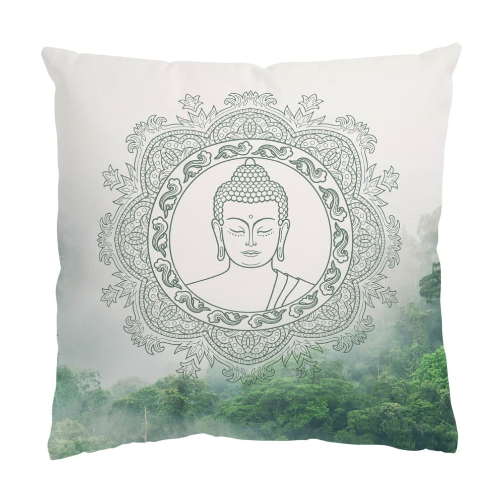 micasia Dekokissen Buddha Mandala im Nebel aus Polyester, grün 40 x 40 cm style exotic Öko-Tex Zertifikat - Samt