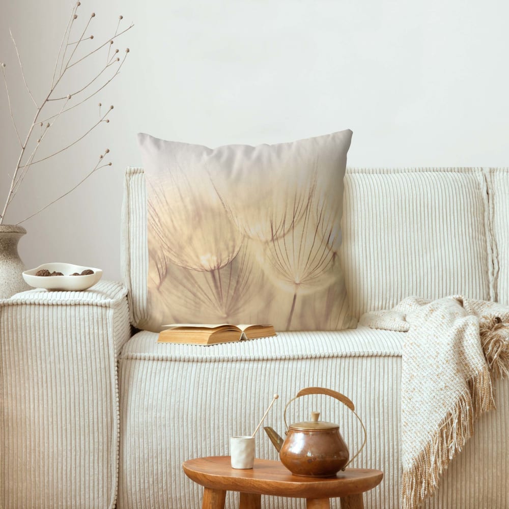 Dekokissen Pusteblumen Nahaufnahme aus Polyester, beige 40 x 40