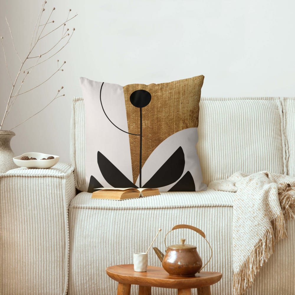 Dekokissen Abstrakte Formen - Blume aus Polyester, gold 40 x 40