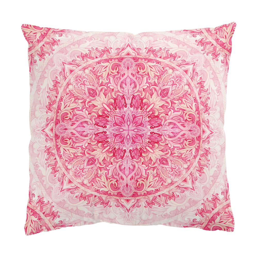 micasia Dekokissen Mandala Aquarell Ornament I aus Polyester, pink 50 x 50 cm style exotic Rosa Öko-Tex Zertifikat Samt
