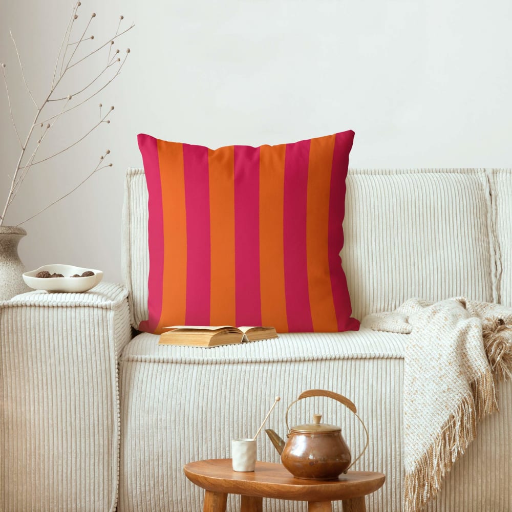 Dekokissen PopArt Sommer Streifen I aus Polyester, pink 50 x 50