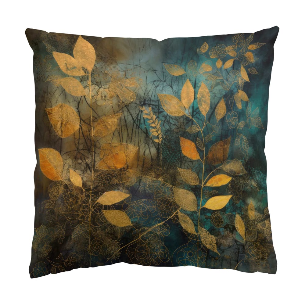 micasia Dekokissen Goldene Blätter auf Blau aus Polyester, gold 40 x 40 cm style modern Öko-Tex Zertifikat - Samt